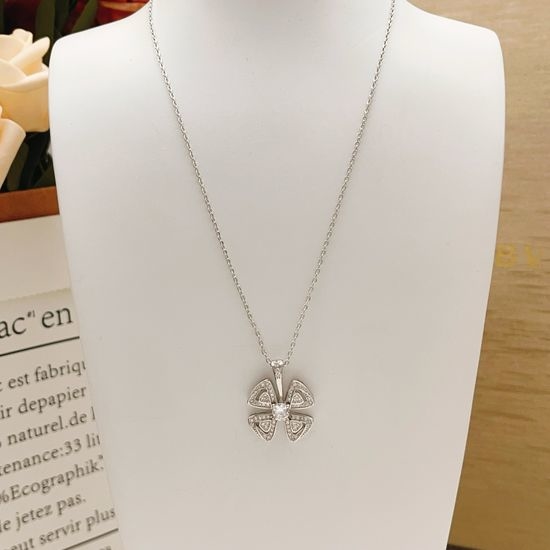 Bvlgari Silver Diamond Flower Necklace