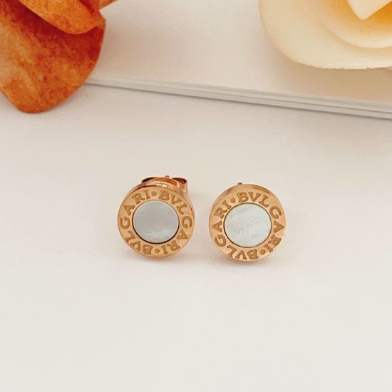 Bvlgari Rose Gold White Ceramic Stud Earrings