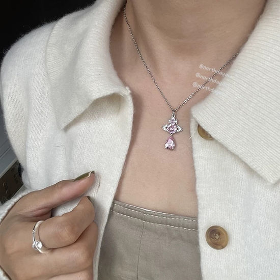 Vivienne Westhood Rhinestone Saturn Drop Pendant Necklace