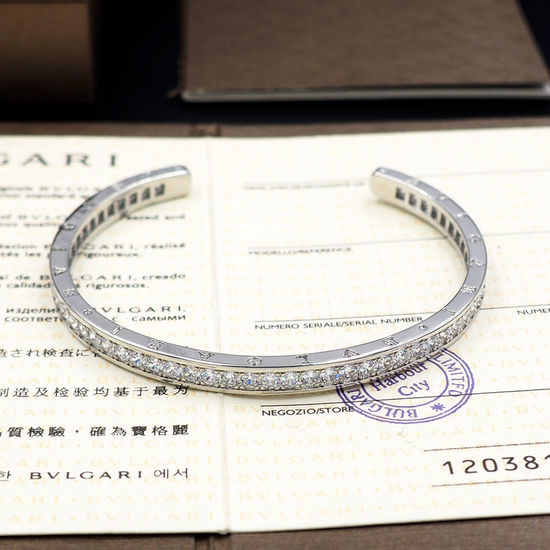 Bvlgari Full Diamond Open Cuff Bangle