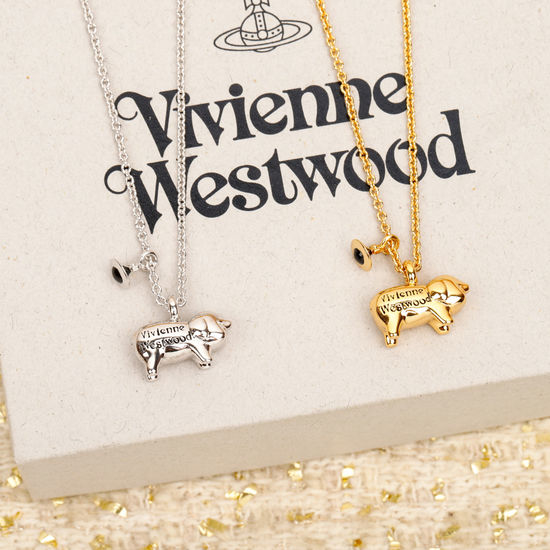 Vivienne Westhood Saturn Shape Rhinestone Pendant Necklace