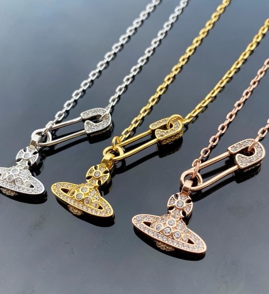 Vivienne Westhood Diamond Inlaid Saturn Pendant Necklace