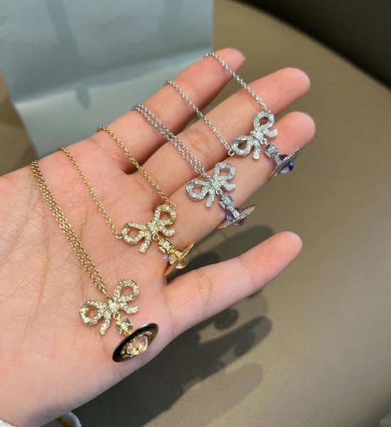 Vivienne Westhood Bow Crystal Inlaid Necklace