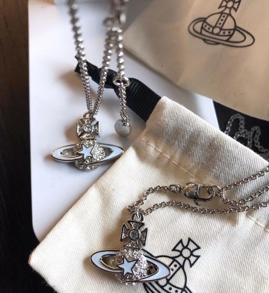 Vivienne Westhood Diamond Encrusted Planet Pendant Necklace