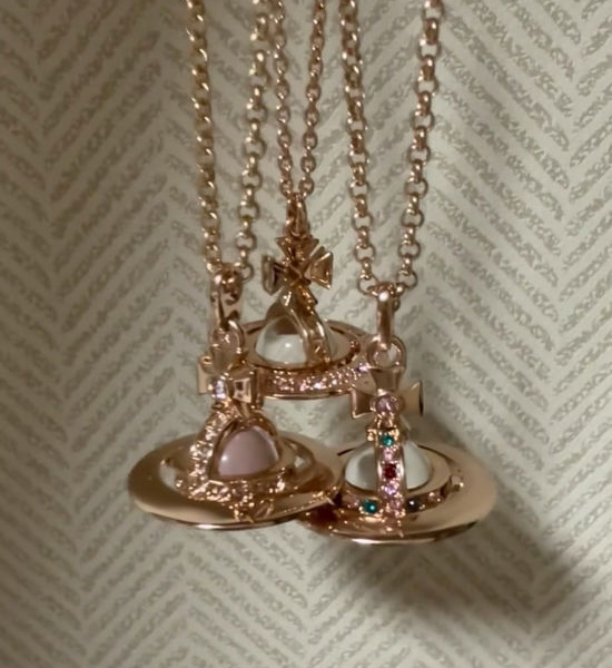 Vivienne Westhood Classic Embroidered Pendant Elegant Necklace