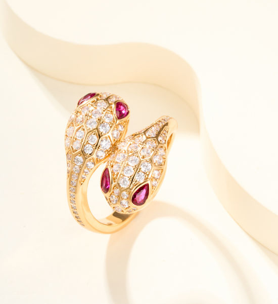 Bvlgari Double Snake Colored Gemstone Ring