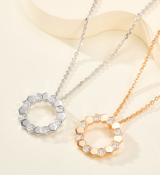 Chaumet Honeycomb Pattern Design Pendant Necklace