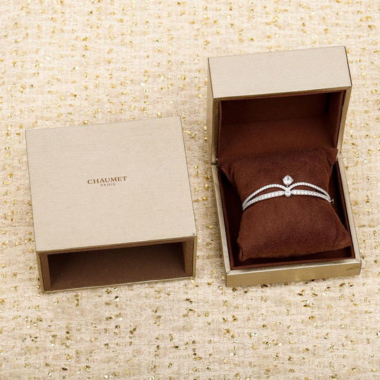 CHAUMET Elegant 925 Silver Inlaid Crown Bracelet