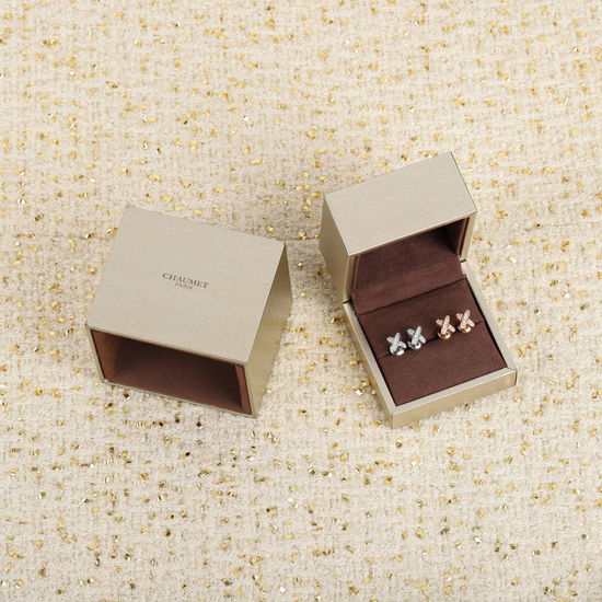 Chaumet Cross Design Stud Earrings with Zirconia