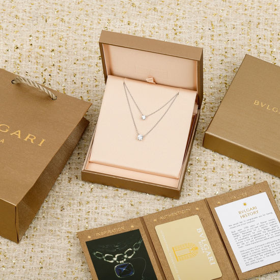 Bvlgari Four Prong Single Diamond Silver Necklace