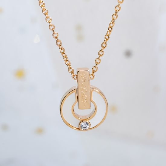Bvlgari Mother of Pearl Copper Coin Necklace