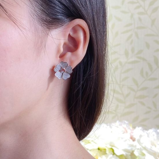 Chopard Five Heart Full Diamond Clip Earrings