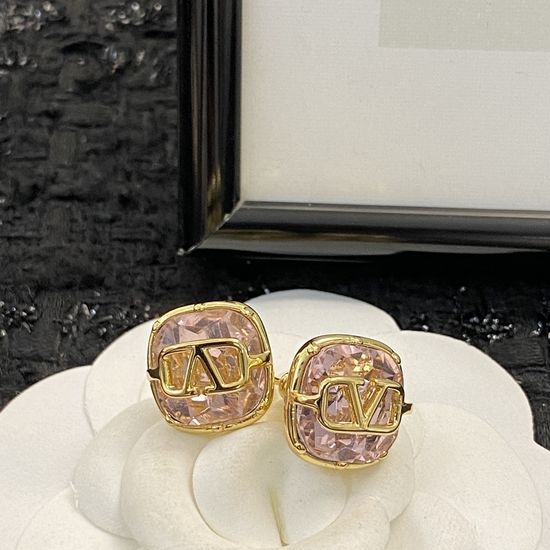 Valentino Pink Rhinestone Delicate Stud Earrings