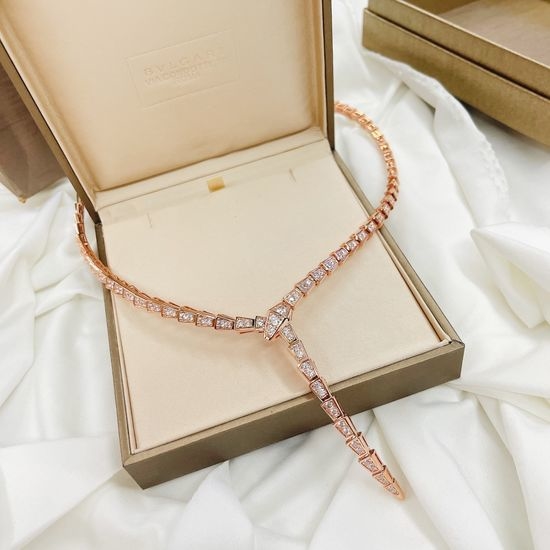 Bvlgari Diamond Encrusted Snake Shape Necklace