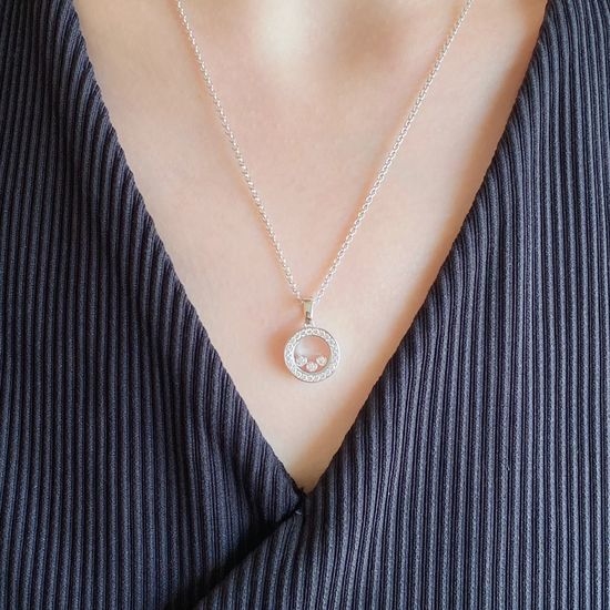 Chopard Round Pave Dancing Zircon Pendant Necklace