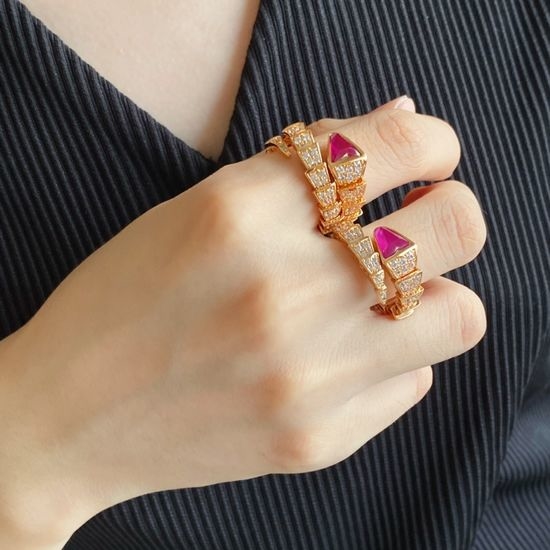 Bvlgari Single Loop Red Snake Diamond Ring