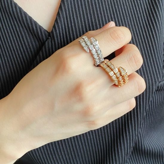 Bvlgari Full Diamond Triple Snake Ring