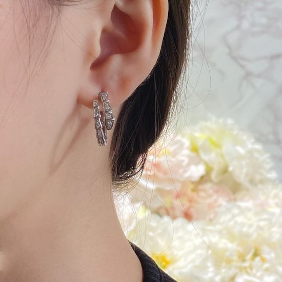 Bvlgari Full Diamond Thin Snake Earrings