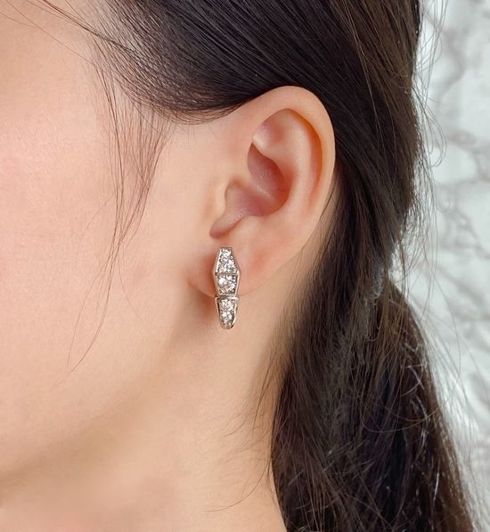Bvlgari Full Paved Diamond Snake Earrings