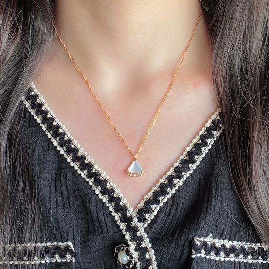 Bvlgari Malachite Pendant Necklace with Pave Diamonds