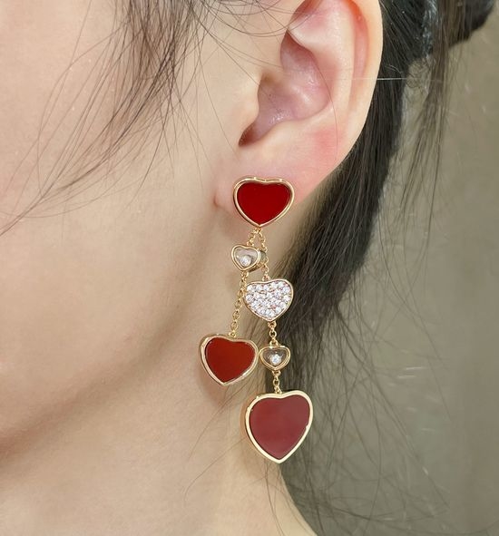 Chopard Gold Plated Red Mother of Pearl Earrings