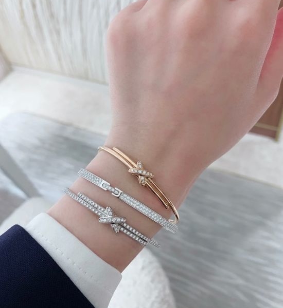 Chaumet Diamond Encrusted Cross Design Bangle