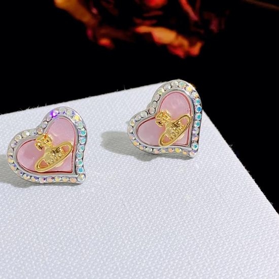 Vivienne Westhood Pink Elegant Stud Earrings Modify Face Shape