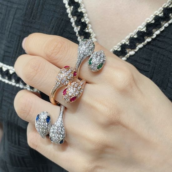 Bvlgari Full Diamond Snake Shape Ring