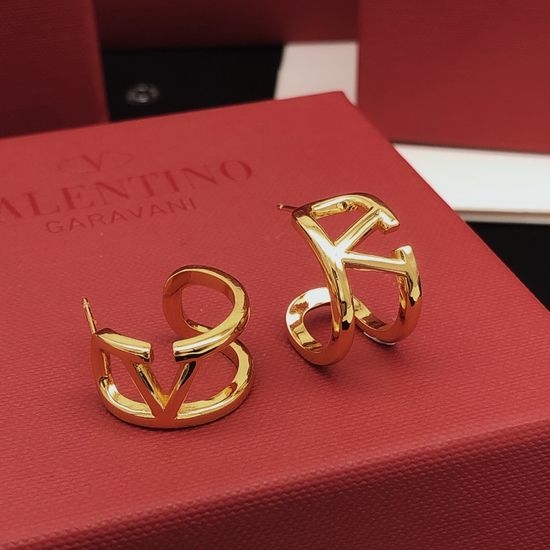 Valentino Smooth Moon Shaped Brass Drop Earrings