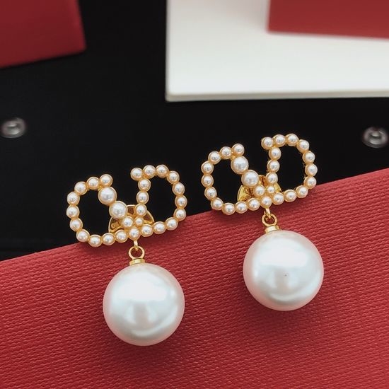 Valentino Rice Bead Pearl Drop Earrings