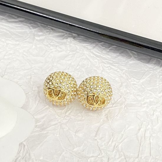 Valentino Rhinestone Half Ball Stud Earrings