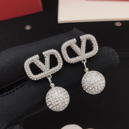 Valentino Full Diamond Ball Drop Earrings