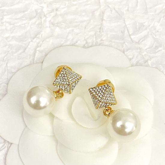 Valentino Rhinestone Rivet Pearl Stud Earrings
