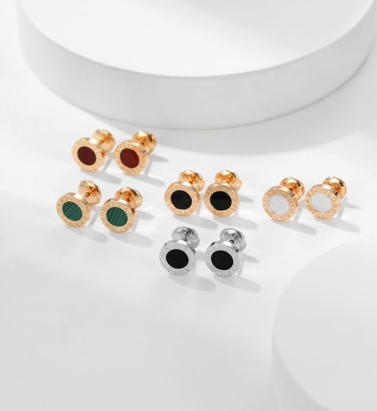 Bvlgari Malachite Letter Disc Earrings