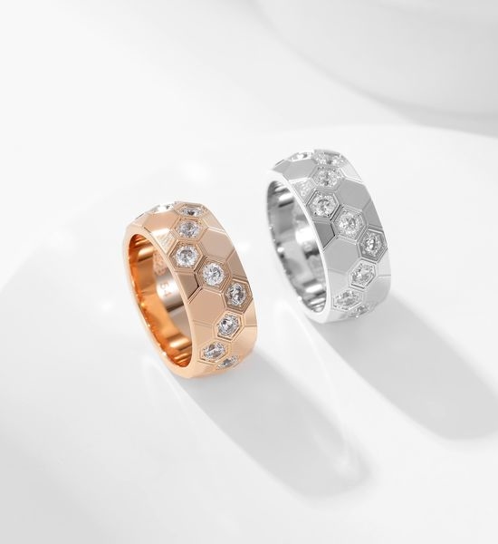 Chaumet Wide Band Diamond Decorated Fashion Ring