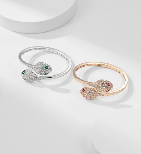 Bvlgari Diamond Ruby Double Snake Head Bangle