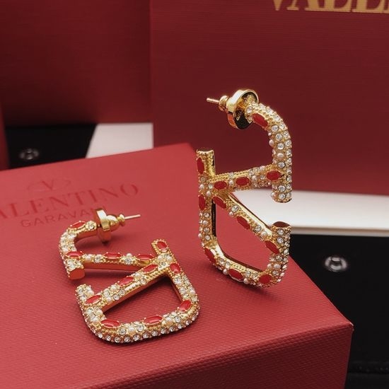 Valentino Red Marquise Diamond Stud Earrings