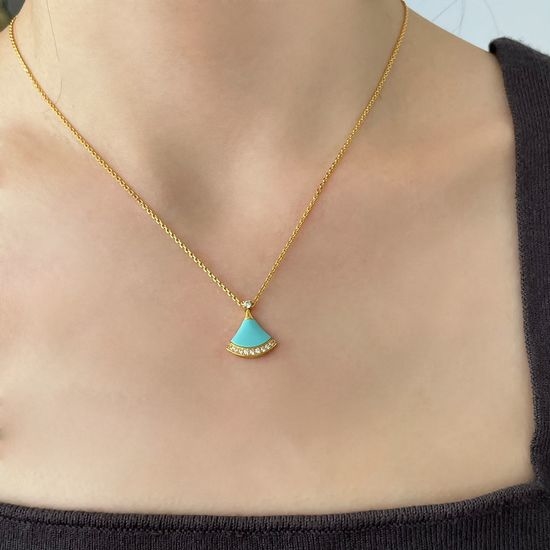 Bvlgari Turquoise Fan Shape Pendant Necklace