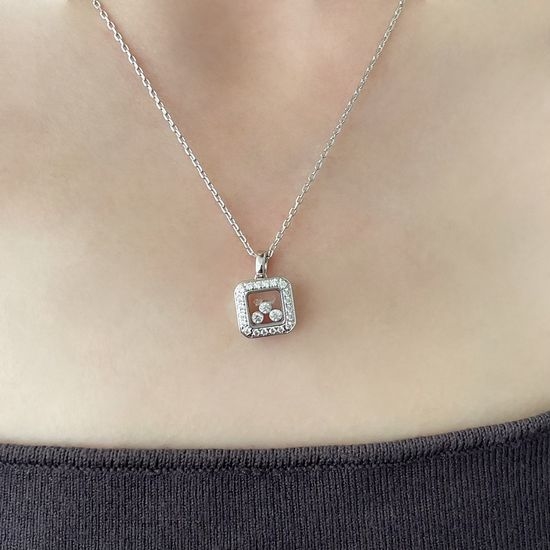 Chopard Gold Plated CNC Square Pave Necklace