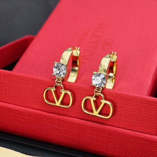 Valentino Circular Letter Earrings With Diamond Accents