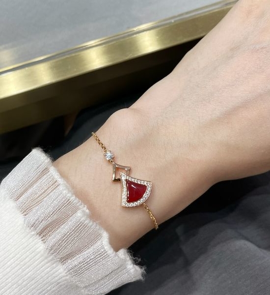Bvlgari Elegant Red Dress Charm Bracelet