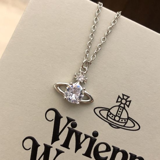 Vivienne Westhood Crystal Decorated Saturn Shape Pendant Necklace