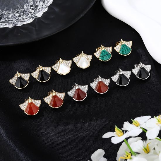 Bvlgari Skirt Shape Brass Stud Earrings