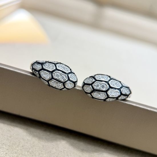 Bvlgari Silver Snake Pattern Earrings