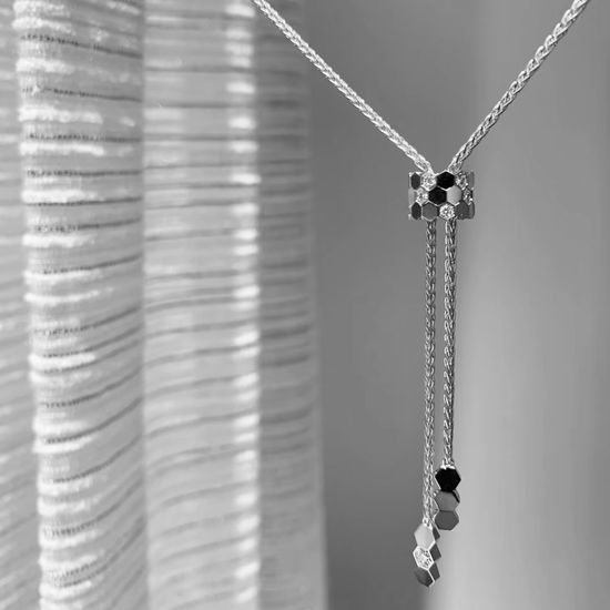 Chaumet Honeycomb Tassel Silver Necklace