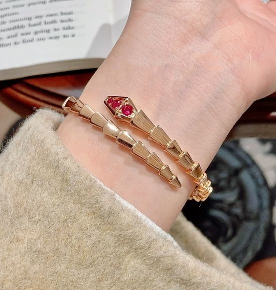 Bvlgari Pink Diamond Snake Bracelet with Spring