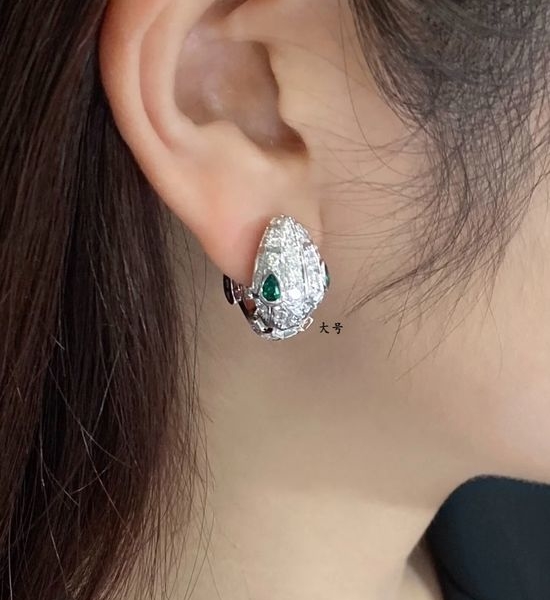 Bvlgari Green Crystal Serpent Drop Earrings