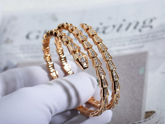 Bvlgari Double Coil Snake Bangle with Crystals