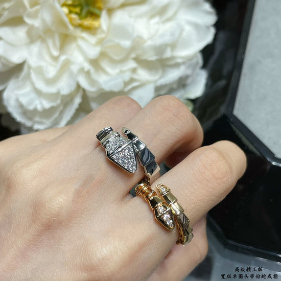 Bvlgari Bulgari Wide Single Row Diamond Snake Ring