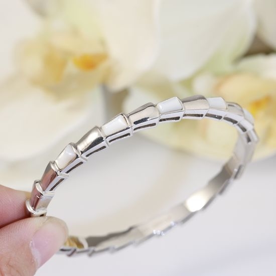 Bvlgari Snake Pattern White Gold Plated Bangle
